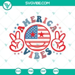 4th Of July, SVG Files, 4th Of July America Vibes Smiley Face SVG Download, 4