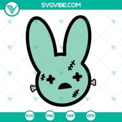 Halloween, Musics, SVG Files, Bad Bunny Logo Frankenstein Monster SVG Download, 13