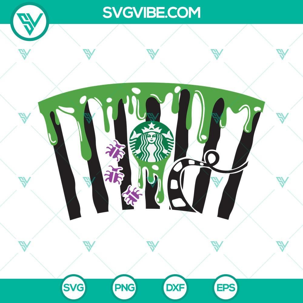 Beetlejuice Starbucks Cup SVG Files, Full Wrap Horror Movie Halloween