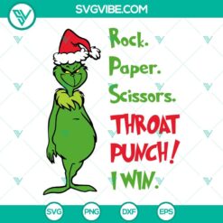 Christmas, SVG Files, Grinch Rock Paper Scissors Throat Punch SVG Files, Grinch 8