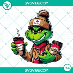 Christmas, PNG Files, Grinch With Tim Hortons PNG File, Grinch Drinking Coffee 16