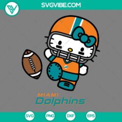 Cartoons, Sports, SVG Files, Hello Kitty Miami Dolphins SVG File PNG EPS DXF 7
