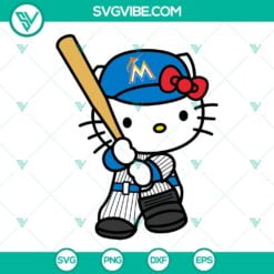 Baseball, Sports, SVG Files, Hello Kitty Miami Marlins SVG Images, Kitty 6