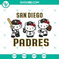 Baseball, Sports, SVG Files, Hello Kitty San Diego Padres Baseball SVG Images 4
