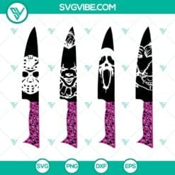Halloween, SVG Files, Horror Movie Characters In Knives SVG Image, Pink 14