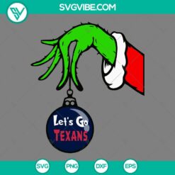 Christmas, Sports, SVG Files, Houston Texans Grinch Hand With Ornament SVG 15