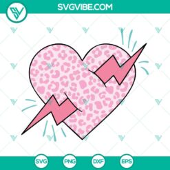SVG Files, Valentine's Day, Leopard Heart Lightning Bolt SVG Download, 15