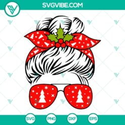Christmas, SVG Files, Messy Bun Christmas SVG Images Bundle, Mom Sunglasses 8