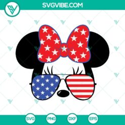 4th Of July, Disney, SVG Files, Minnie American Flag Sunglasses Star Bow SVG 10
