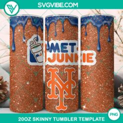 20oz Skinny Tumbler Template, New York Mets Dunkie Junkie Glitter 20oz Tumbler 16