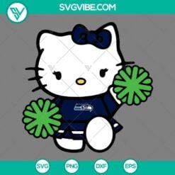 Cartoons, Sports, SVG Files, Seattle Seahawks Hello Kitty Cheerleader SVG Image 11