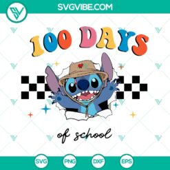 School, SVG Files, Stitch Bad Bunny 100 Days Of School SVG Files PNG DXF EPS 10