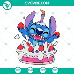 Birthday, Disney, SVG Files, Stitch Birthday Cake SVG Image, Happy Birthday 14