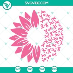 Cancer, SVG Files, Sunflower Breast Cancer SVG Image, Sunflower Pink Ribbon SVG 12