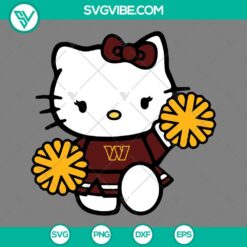 Cartoons, Sports, SVG Files, Washington Commanders Hello Kitty Cheerleader SVG 1