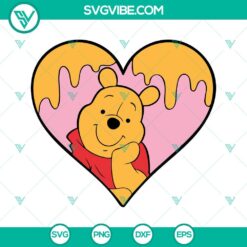 Disney, SVG Files, Valentine's Day, Winnie Pooh In Honey Heart SVG Images, 5